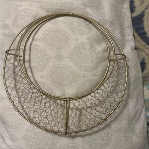 Gold wire basket hanging wreath